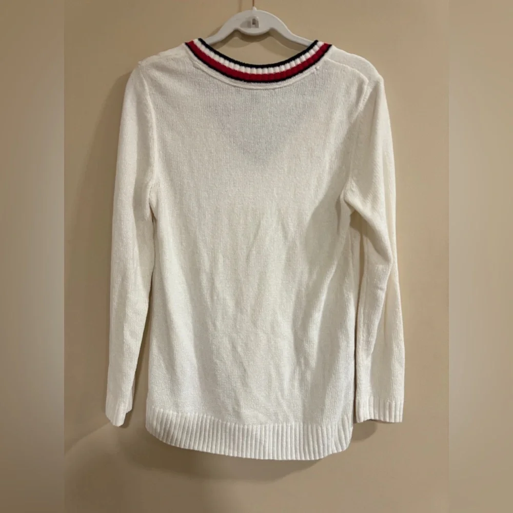 Tommy Hilfiger White V-Neck Sweater​​​ - Picture 2 of 4